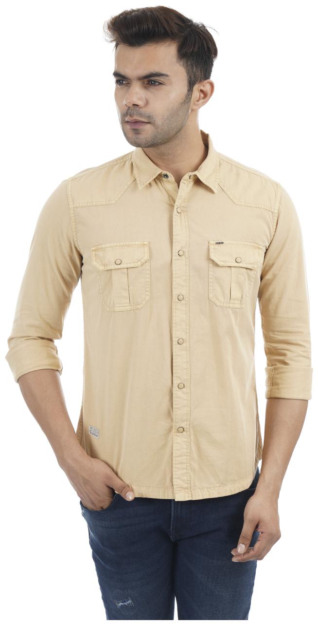 

Pepe Jeans Men Beige Solid Regular Fit Casual Shirt