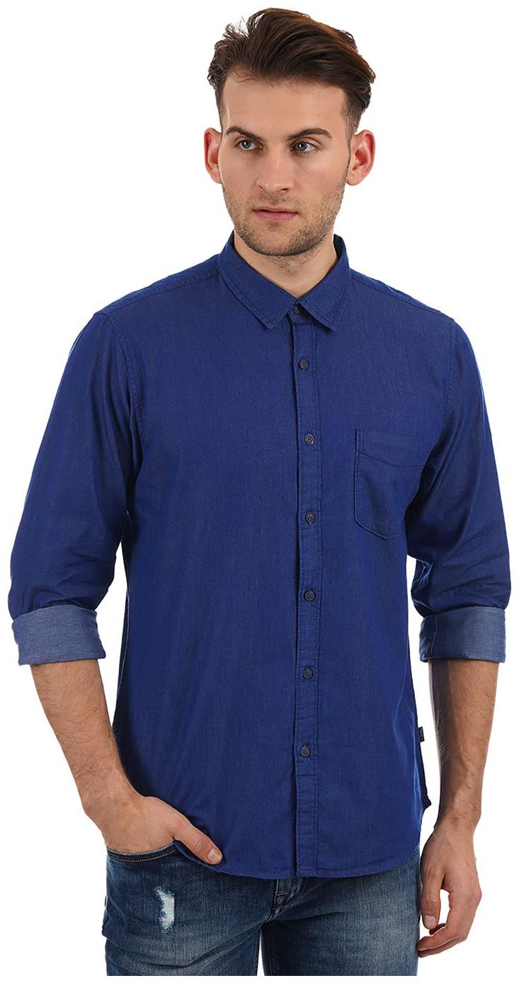 

Pepe Jeans Men Navy Blue Solid Regular Fit Casual Shirt