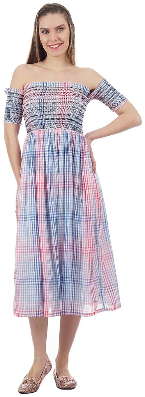 

Pepe Jeans Cotton Checked Multi Color Asymmetric Dress For Women