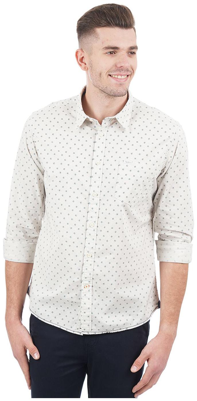 

Pepe Jeans Men Beige Printed Regular Fit Casual Shirt