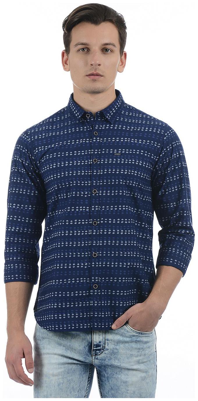 

Pepe Jeans Men Navy Blue Abstract Regular Fit Casual Shirt