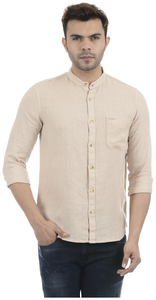 

Pepe Jeans Men Beige Solid Regular Fit Casual Shirt