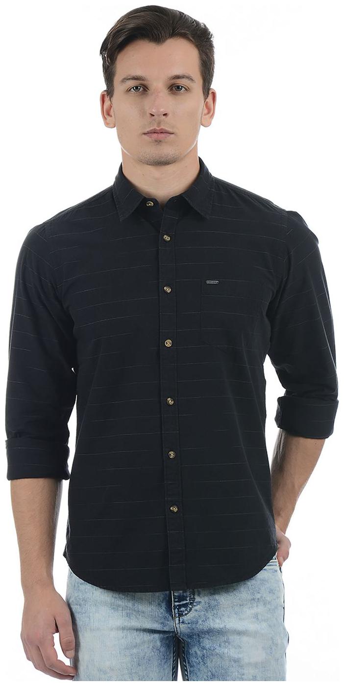 

Pepe Jeans Men Black Horizontal Stripes Regular Fit Casual Shirt