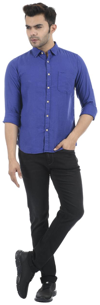 

Pepe Jeans Men Blue Solid Regular Fit Casual Shirt