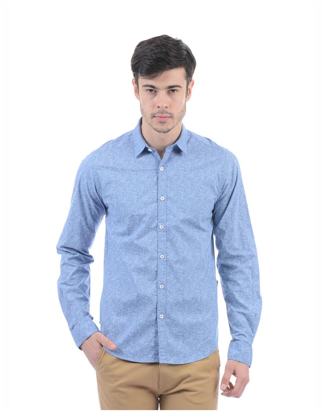 

Pepe Jeans Men Blue Printed Regular Fit Casual Shirt