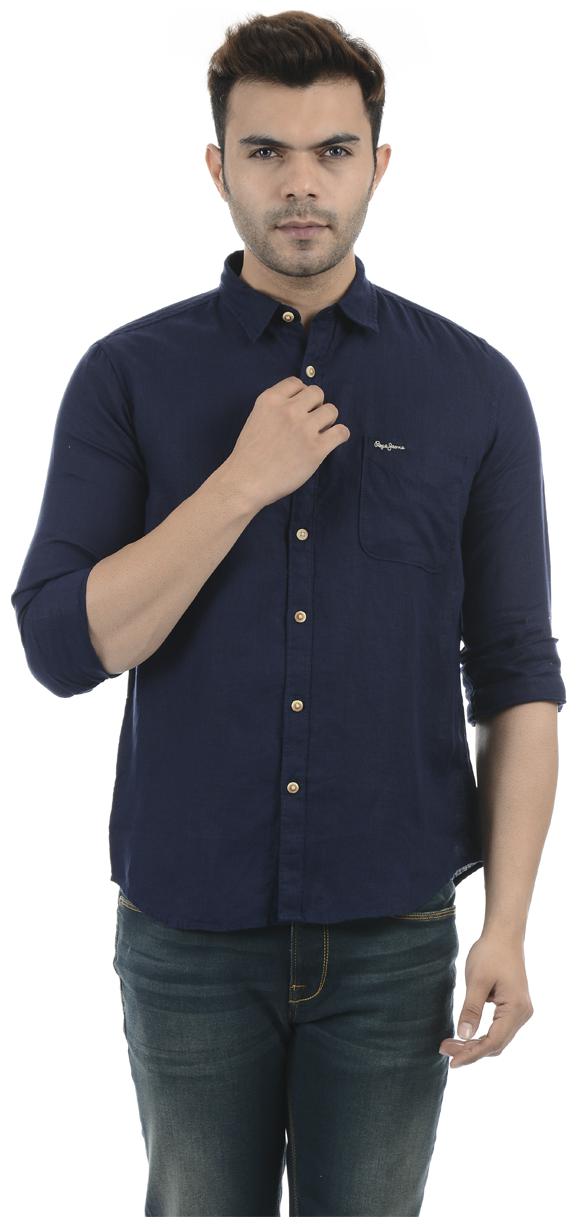 

Pepe Jeans Men Blue Solid Regular Fit Casual Shirt