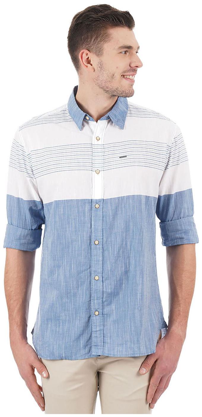

Pepe Jeans Cotton Striped White Blue Color Casual Shirt For Men