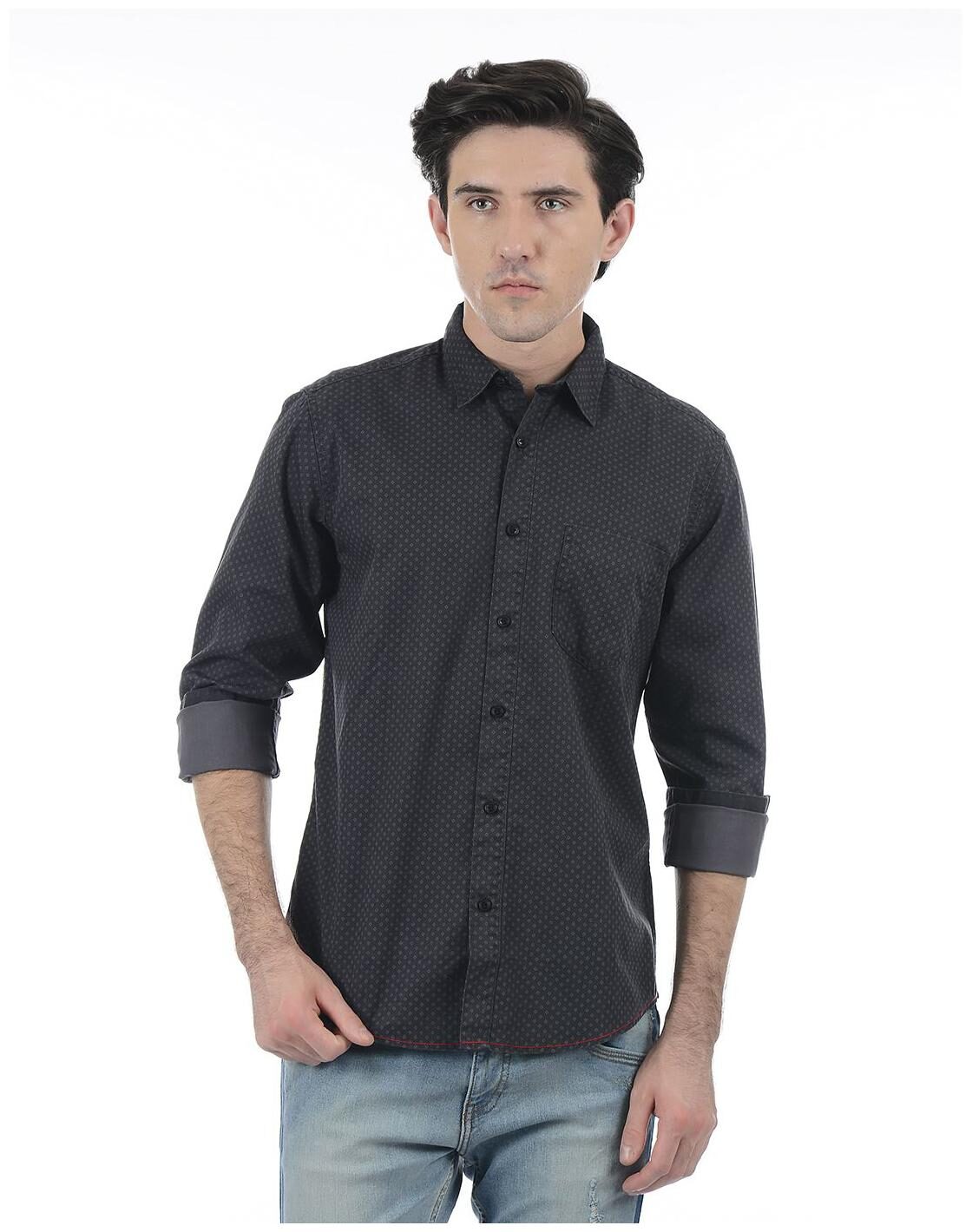

Pepe Jeans Men Black Printed Regular Fit Casual Shirt