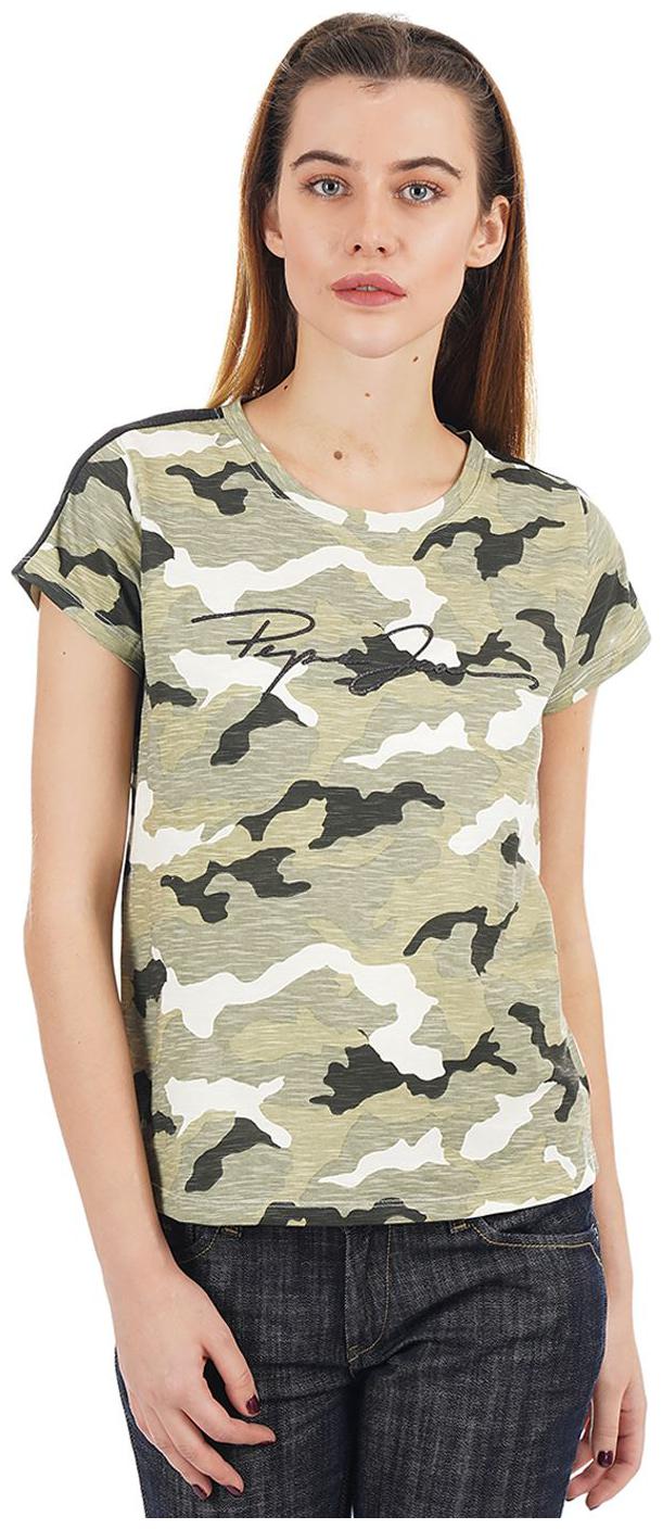 

Pepe Jeans Women Green Regular fit Round neck Cotton T shirt