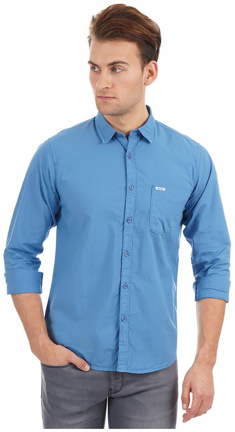 

Pepe Jeans Men Blue Solid Regular Fit Casual Shirt