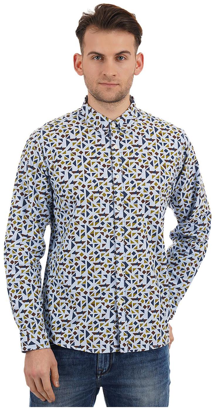 

Pepe Jeans Men Blue Abstract Regular Fit Casual Shirt