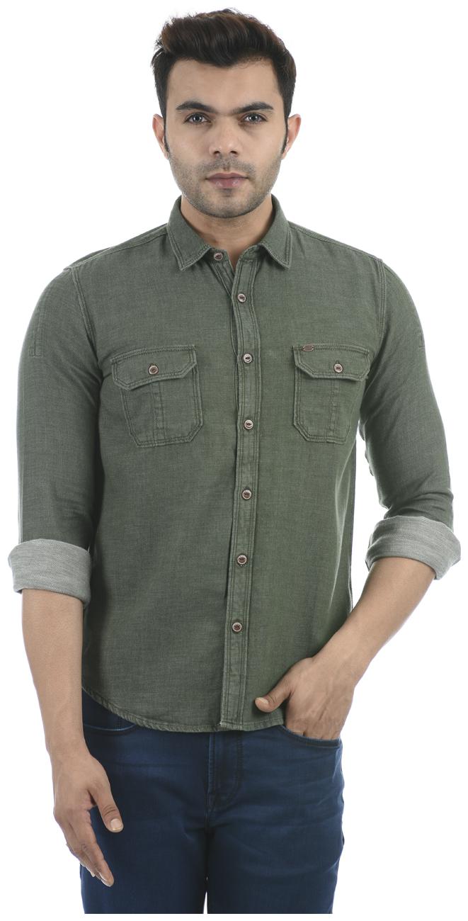 

Pepe Jeans Men Green Solid Regular Fit Casual Shirt