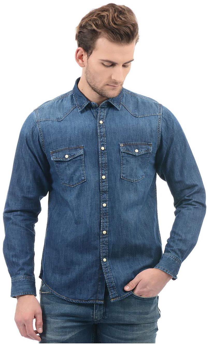 

Pepe Jeans Men Blue Solid Regular Fit Casual Shirt