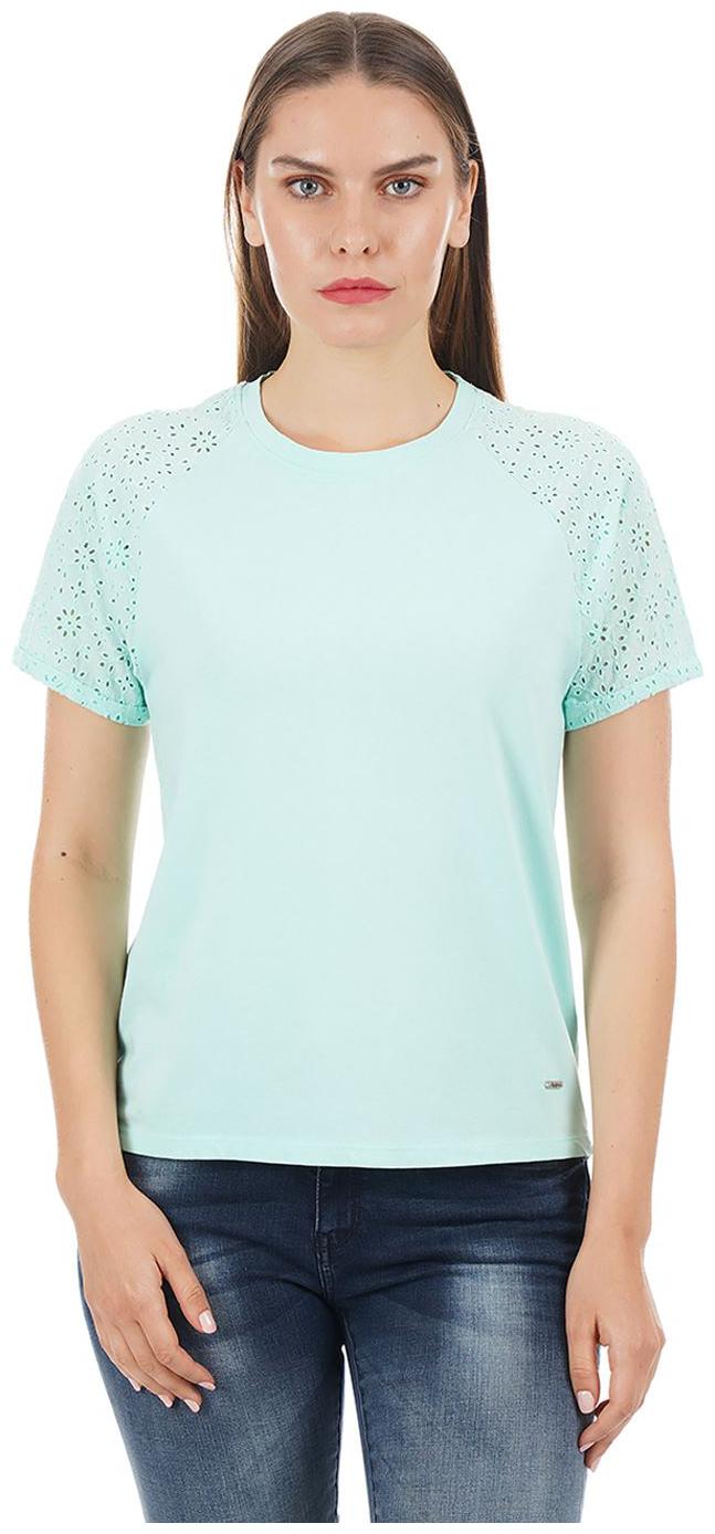 

Pepe Jeans Women Turquoise Regular fit Round neck Cotton T shirt
