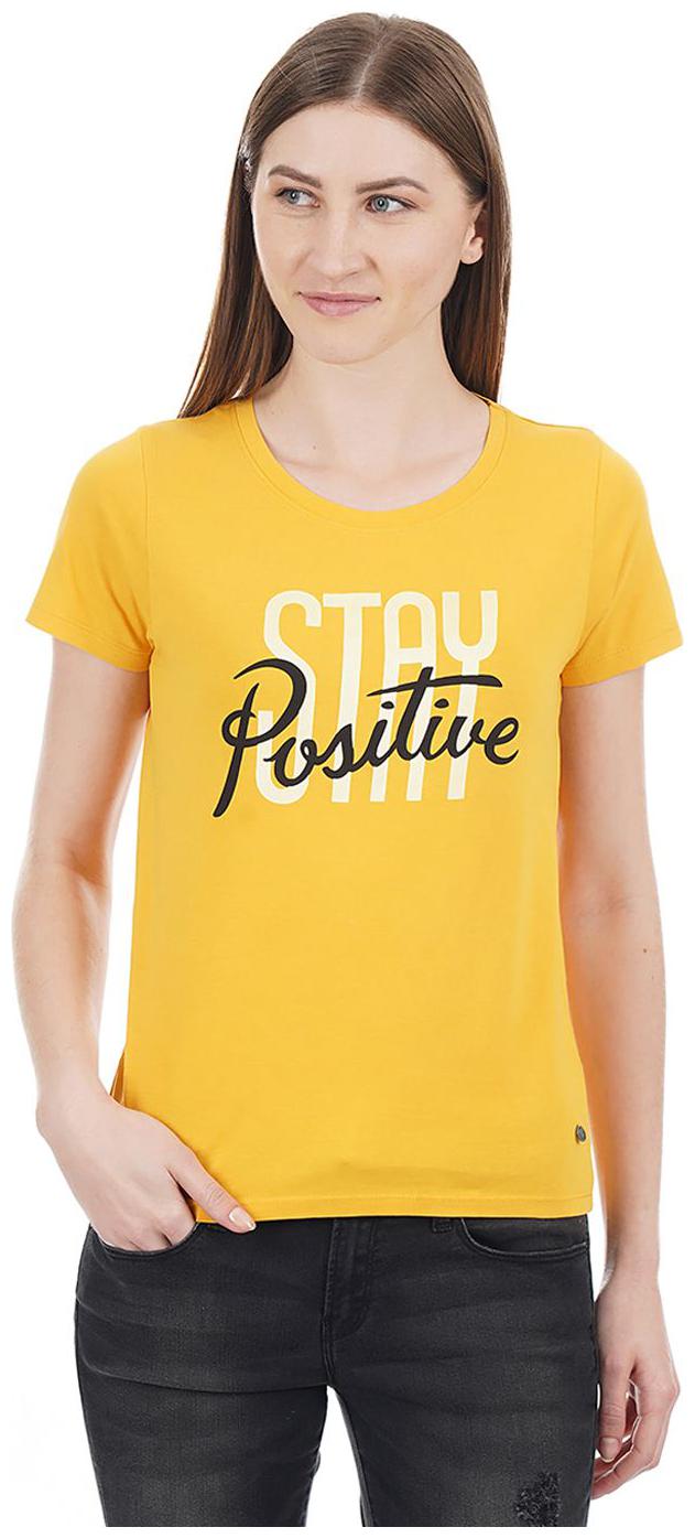 

Pepe Jeans Women Yellow Regular fit Round neck Cotton T shirt