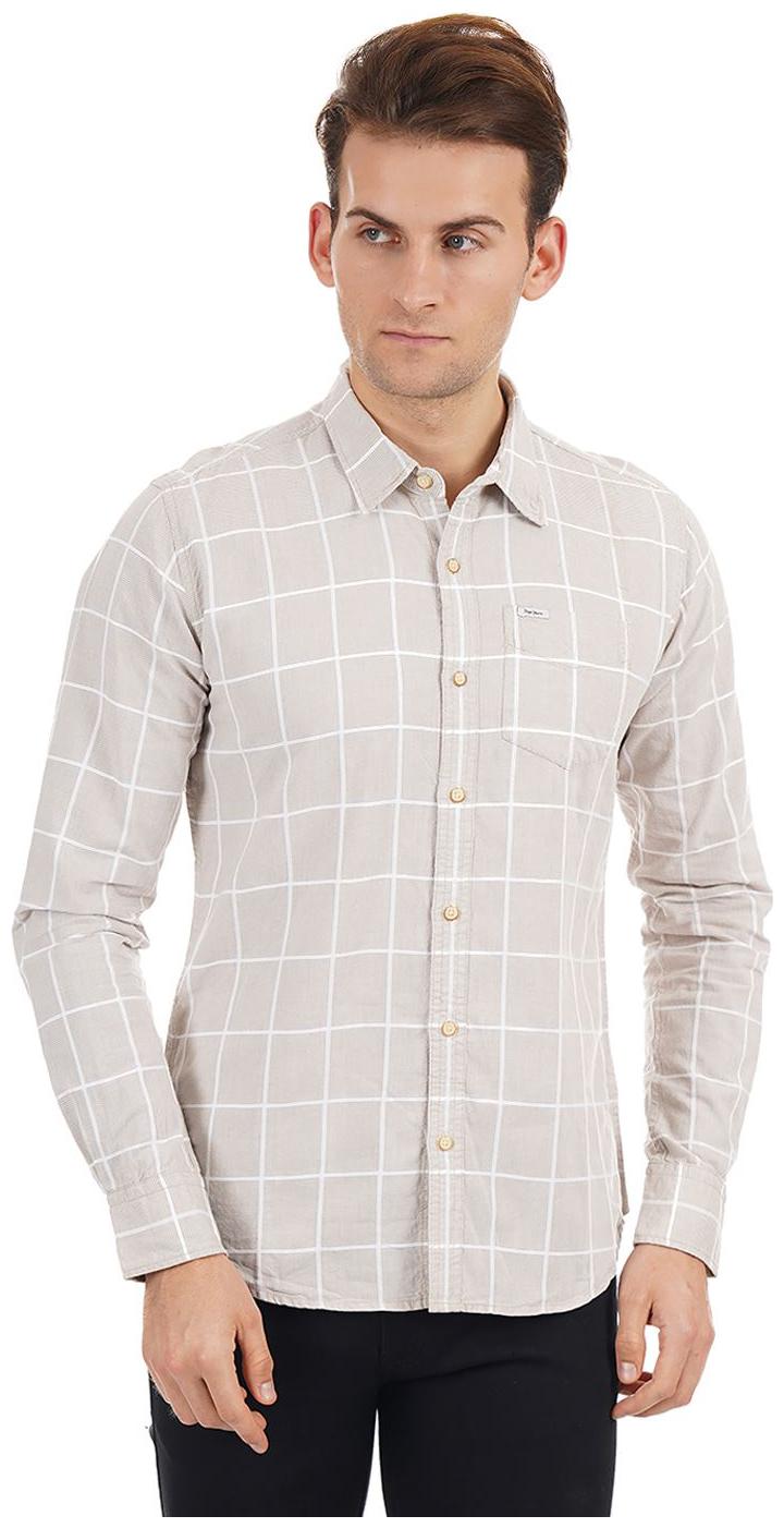 

Pepe Jeans Men Beige Checked Regular Fit Casual Shirt