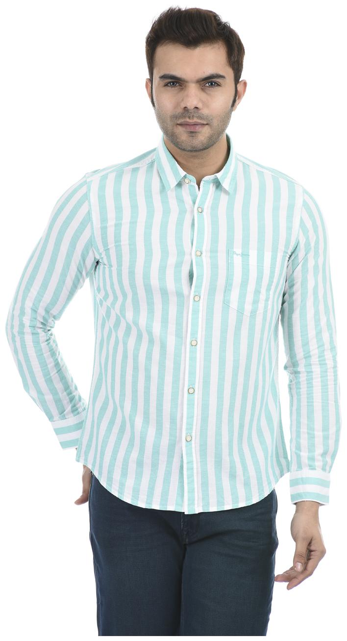 

Pepe Jeans Cotton Blend Striped Green Casual Shirt For Men