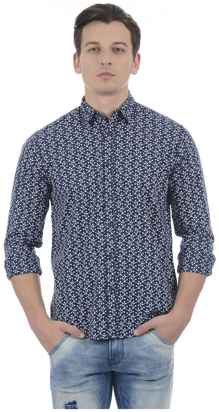 

Pepe Jeans Men Navy Blue Printed Regular Fit Casual Shirt