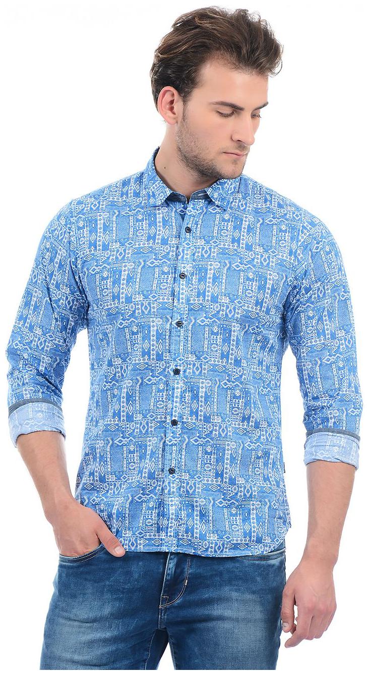 

Pepe Jeans Men Blue Printed Slim Fit Casual Shirt
