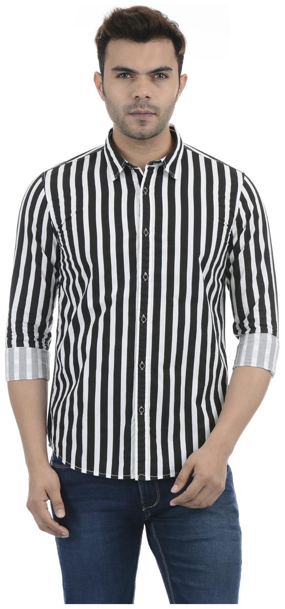

Pepe Jeans Cotton Blend Black Striped Shirt For Men