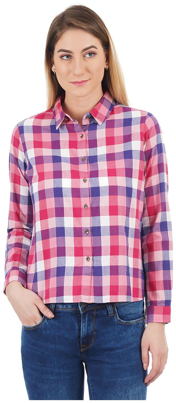 

Pepe Jeans Women Red Checked Regular Fit Shirt