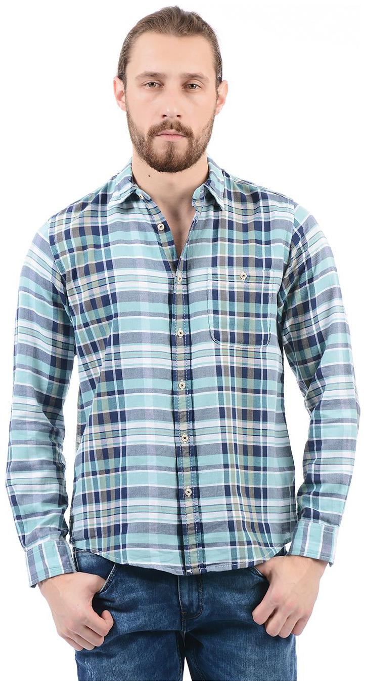 

Pepe Jeans Men Blue Checked Regular Fit Casual Shirt