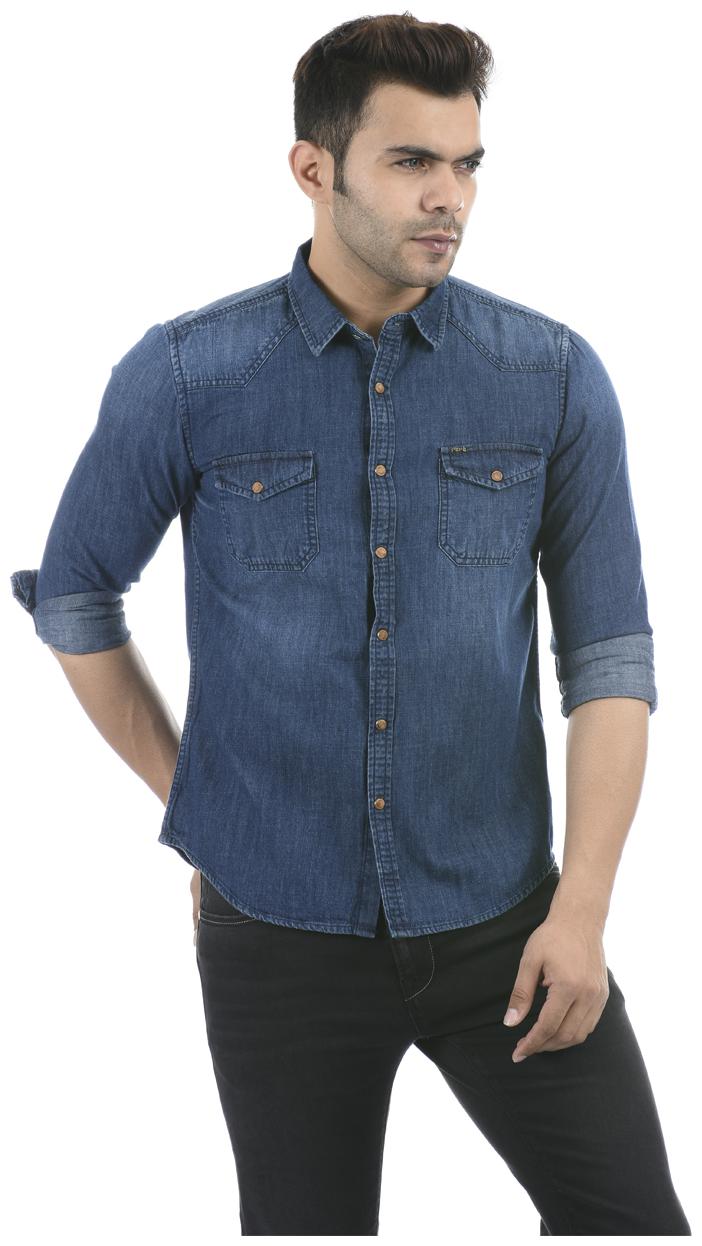 

Pepe Jeans Men Blue Solid Regular Fit Casual Shirt