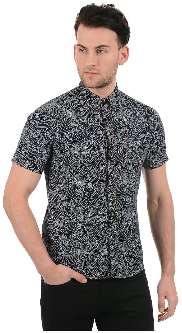 

Pepe Jeans Men Blue Printed Regular Fit Casual Shirt