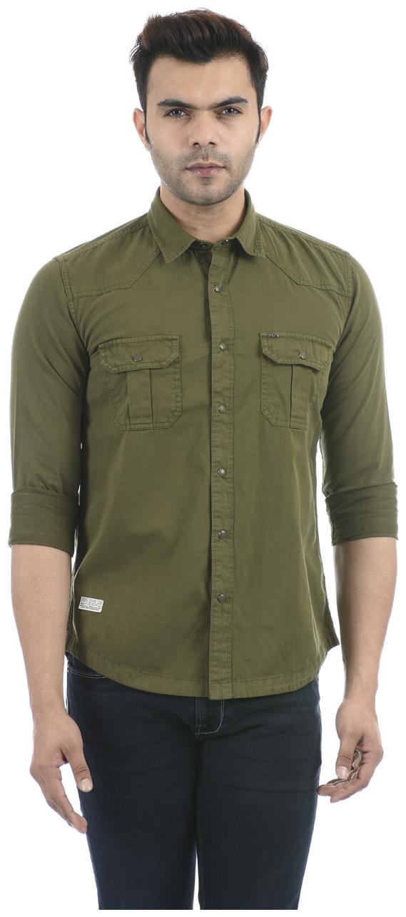

Pepe Jeans Men Green Solid Regular Fit Casual Shirt