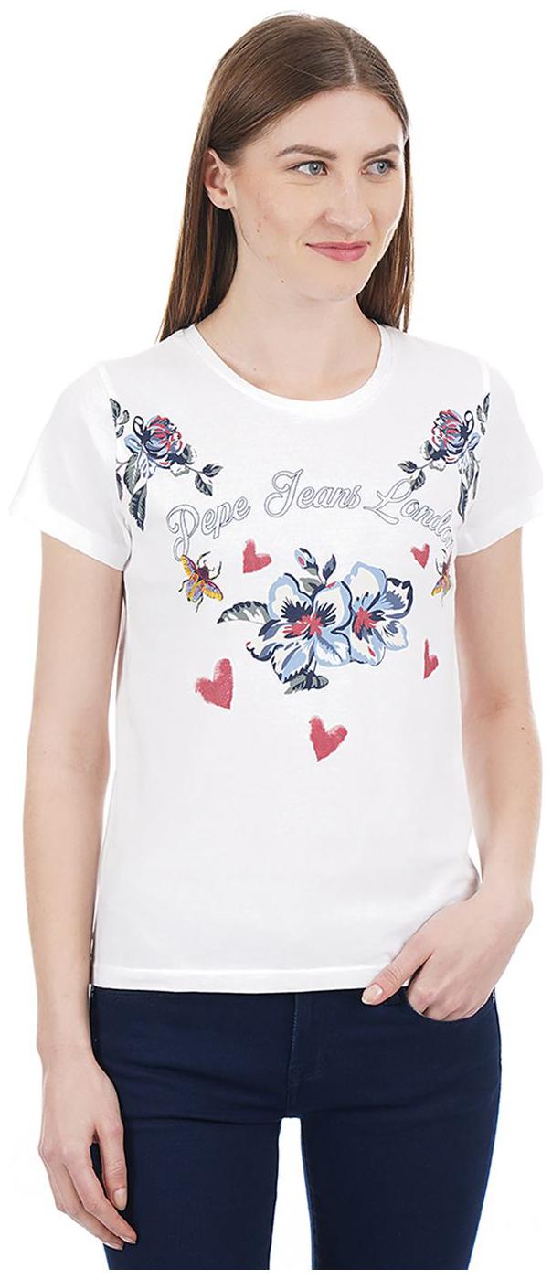 

Pepe Jeans Women White Regular fit Round neck Cotton T shirt