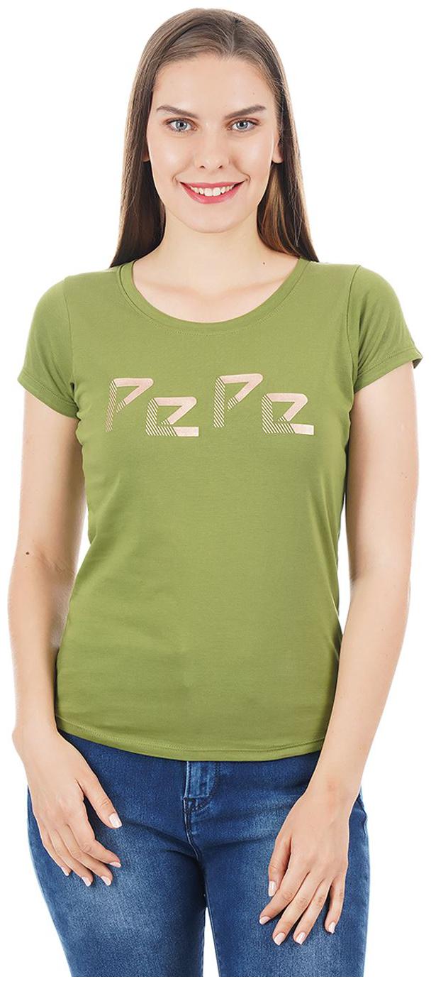 

Pepe Jeans Women Green Slim fit Round neck Cotton T shirt