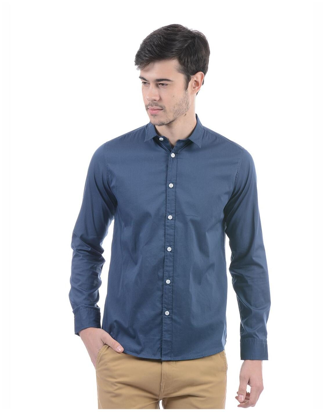 

Pepe Jeans Men Navy Blue Solid Slim Fit Casual Shirt