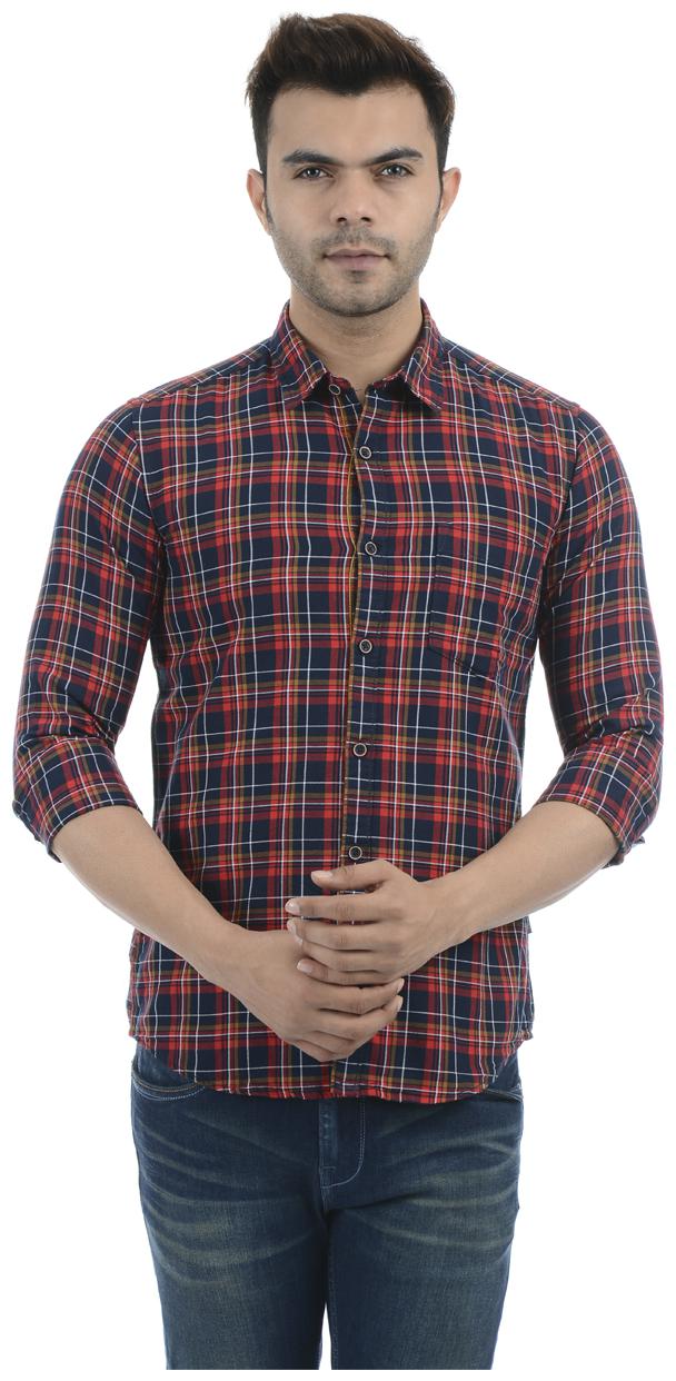 

Pepe Jeans Men Blue Checked Regular Fit Casual Shirt
