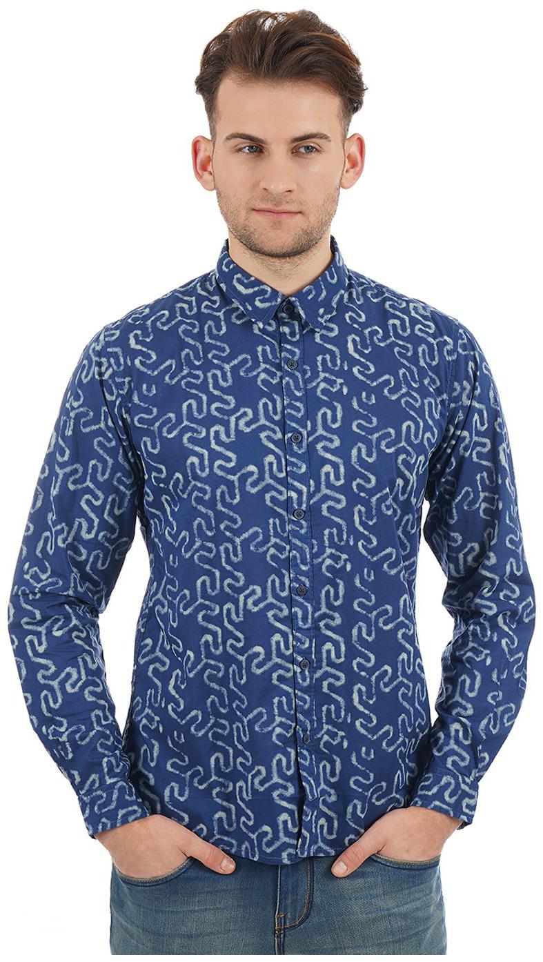 

Pepe Jeans Men Blue Abstract Regular Fit Casual Shirt