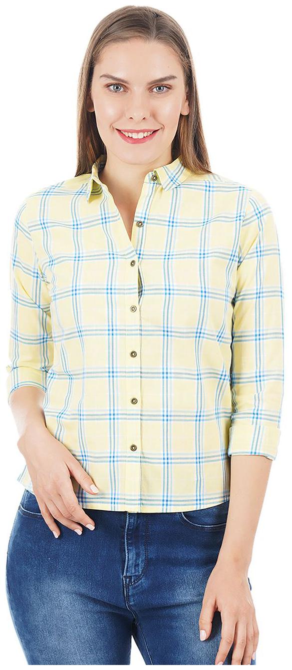 

Pepe Jeans Women Yellow Checked Regular Fit Shirt
