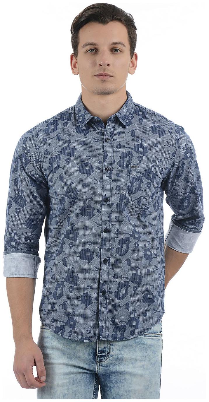 

Pepe Jeans Men Blue Abstract Regular Fit Casual Shirt