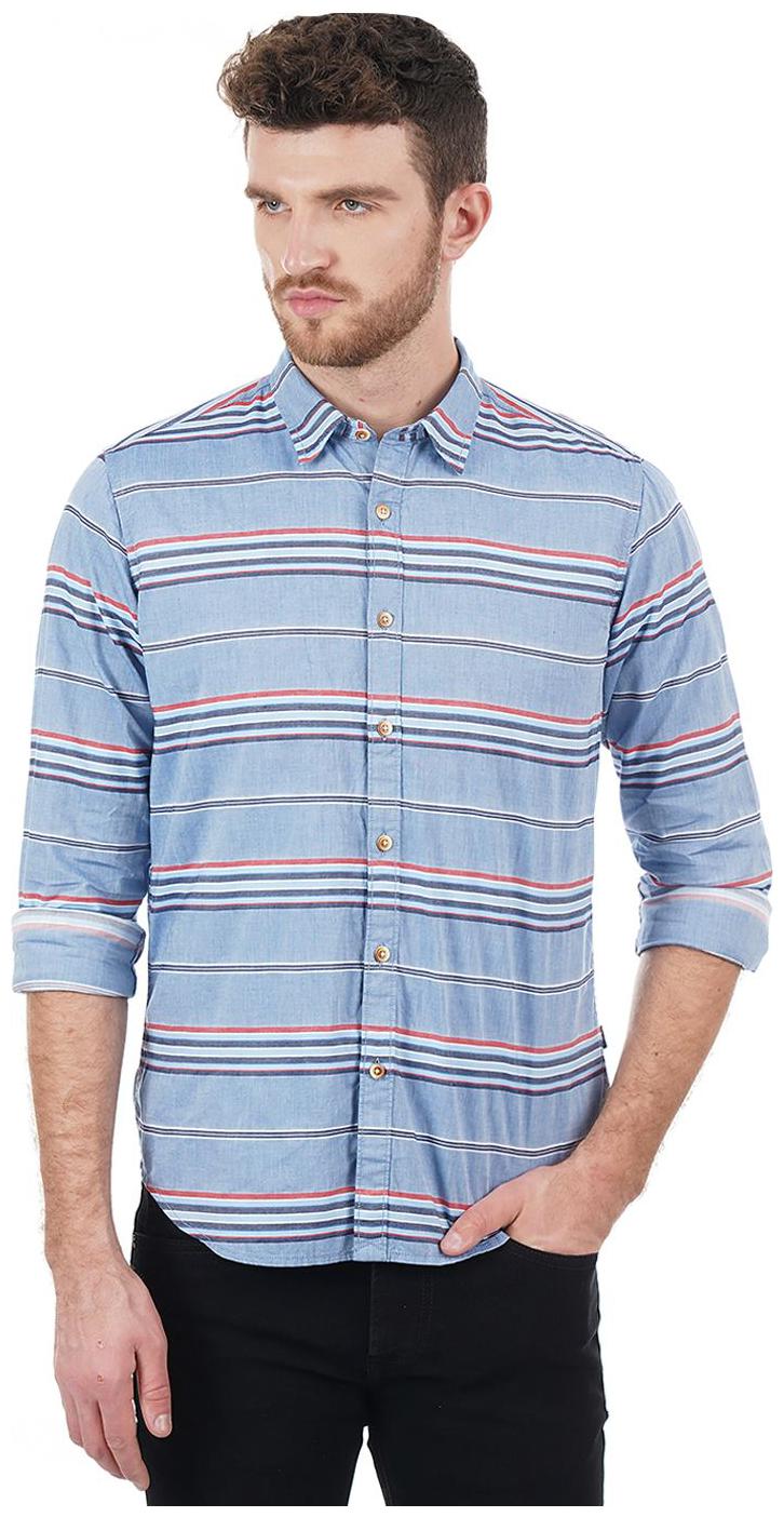 

Pepe Jeans Cotton Striped Blue Color Casual Shirt For Men