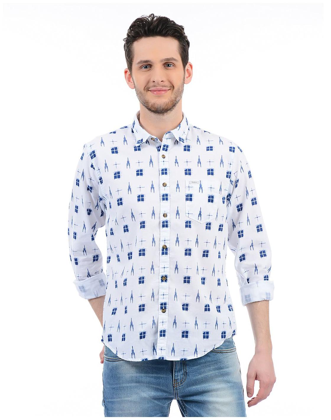 

Pepe Jeans Men White Printed Regular Fit Casual Shirt