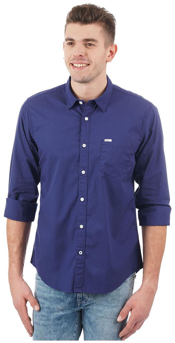 

Pepe Jeans Men Blue Solid Regular Fit Casual Shirt