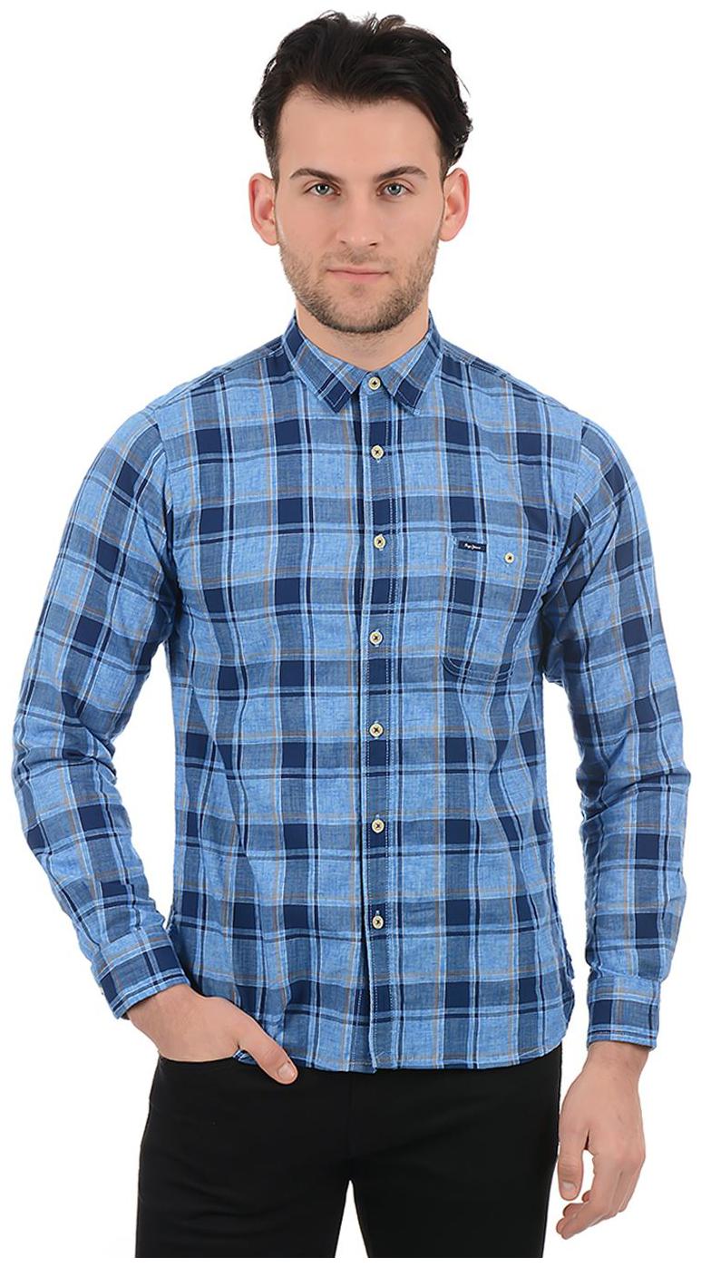 

Pepe Jeans Men Blue Checked Regular Fit Casual Shirt