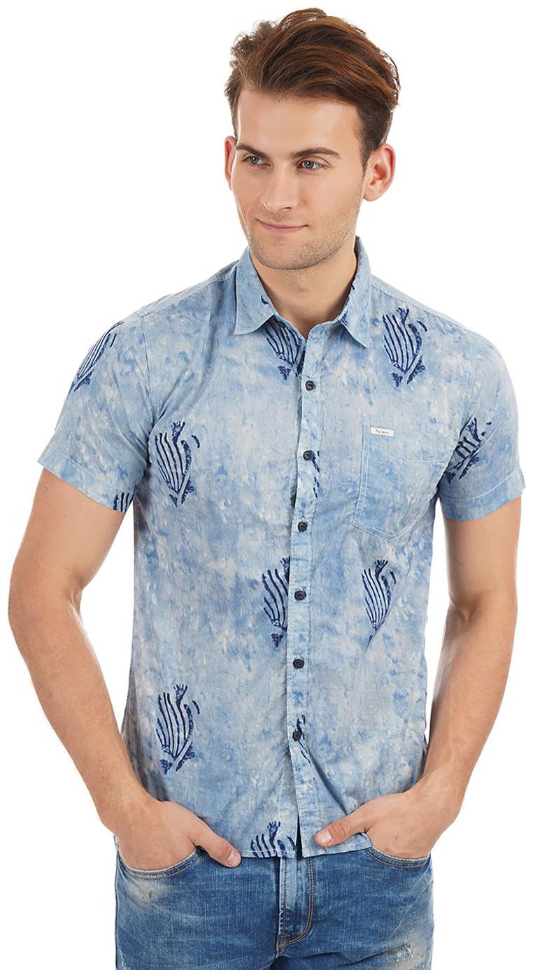 

Pepe Jeans Men Blue Printed Regular Fit Casual Shirt
