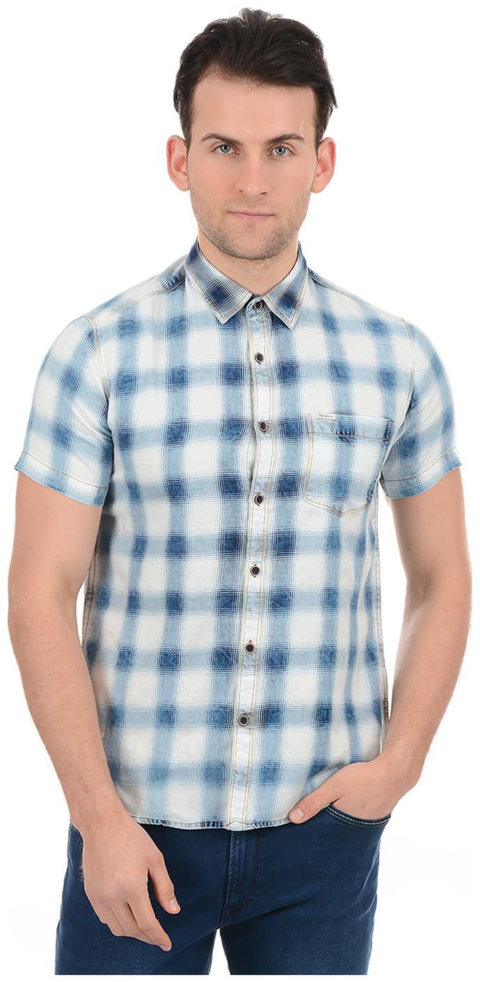 

Pepe Jeans Men Blue Checked Regular Fit Casual Shirt