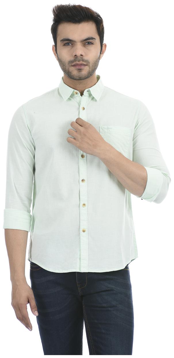 

Pepe Jeans Men Green Solid Regular Fit Casual Shirt