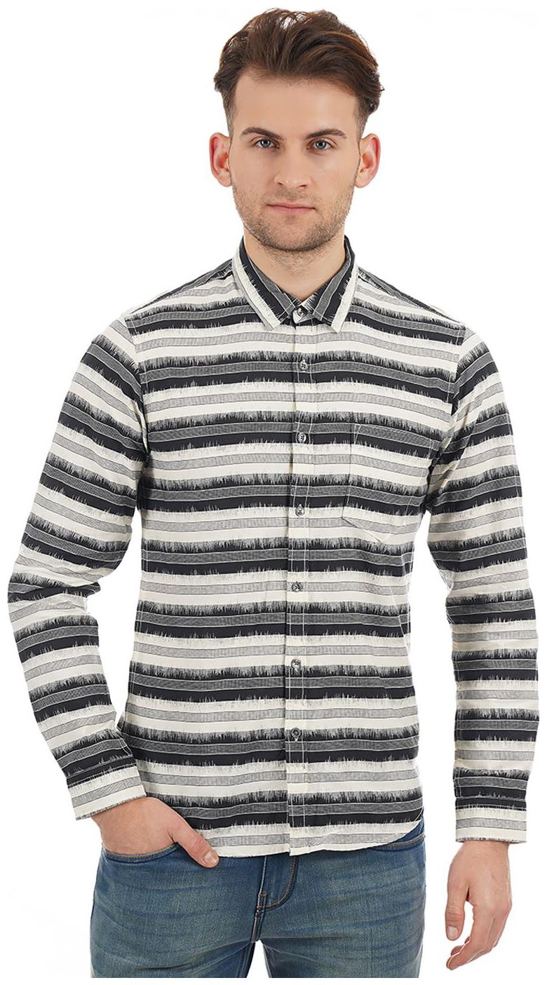 

Pepe Jeans Men Black Horizontal Stripes Regular Fit Casual Shirt