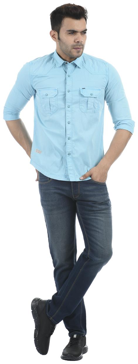 

Pepe Jeans Men Blue Solid Regular Fit Casual Shirt