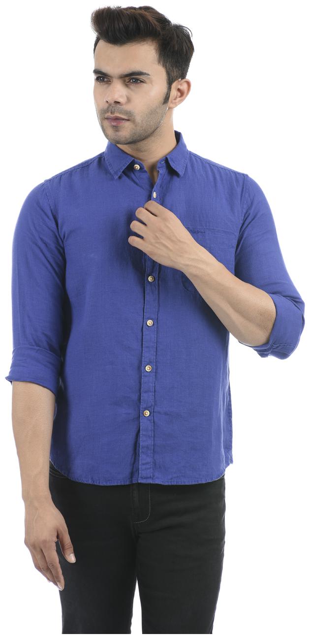 

Pepe Jeans Men Blue Solid Regular Fit Casual Shirt