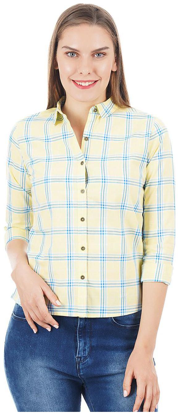 

Pepe Jeans Women Yellow Checked Regular Fit Shirt