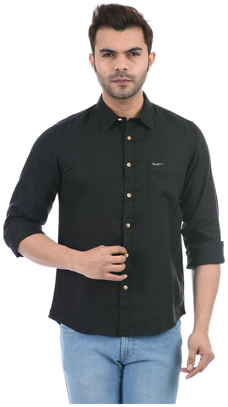 

Pepe Jeans Men Black Solid Regular Fit Casual Shirt