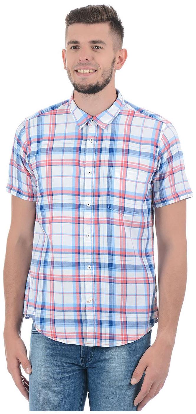 

Pepe Jeans Men Blue Checked Regular Fit Casual Shirt