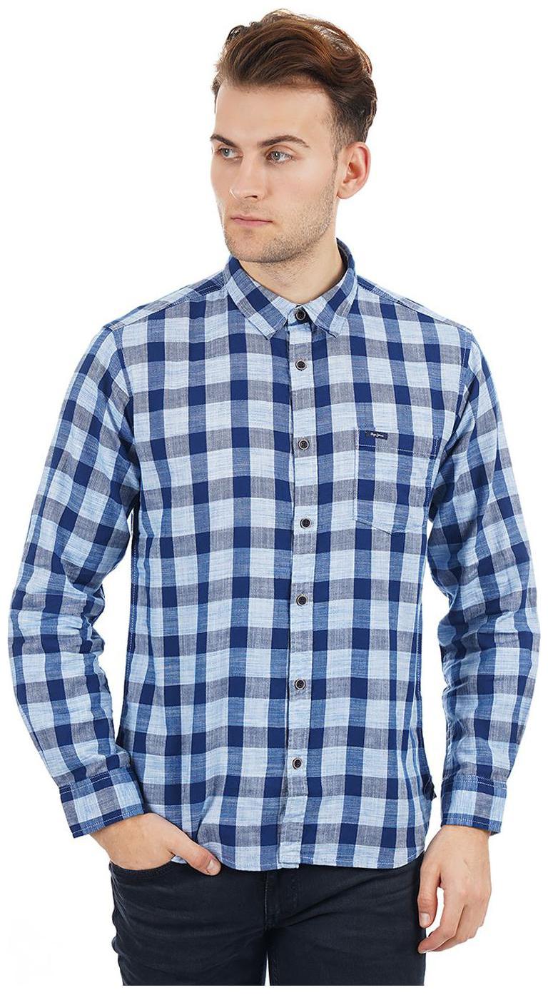 

Pepe Jeans Men Blue Checked Regular Fit Casual Shirt